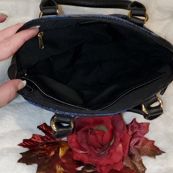 Embossed Python Small Bowler Bag Purse - Picture 6 of 11